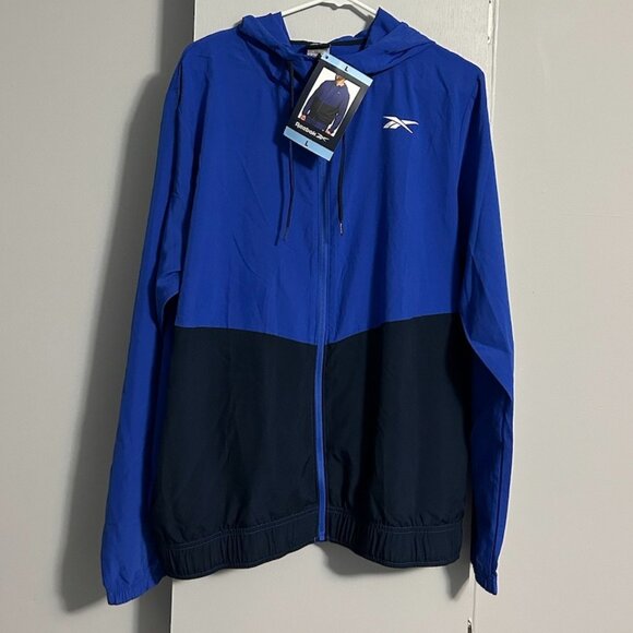 NWT Reebok Full Zip Color Block Windbreaker Jacket Men's L - Picture 1 of 8